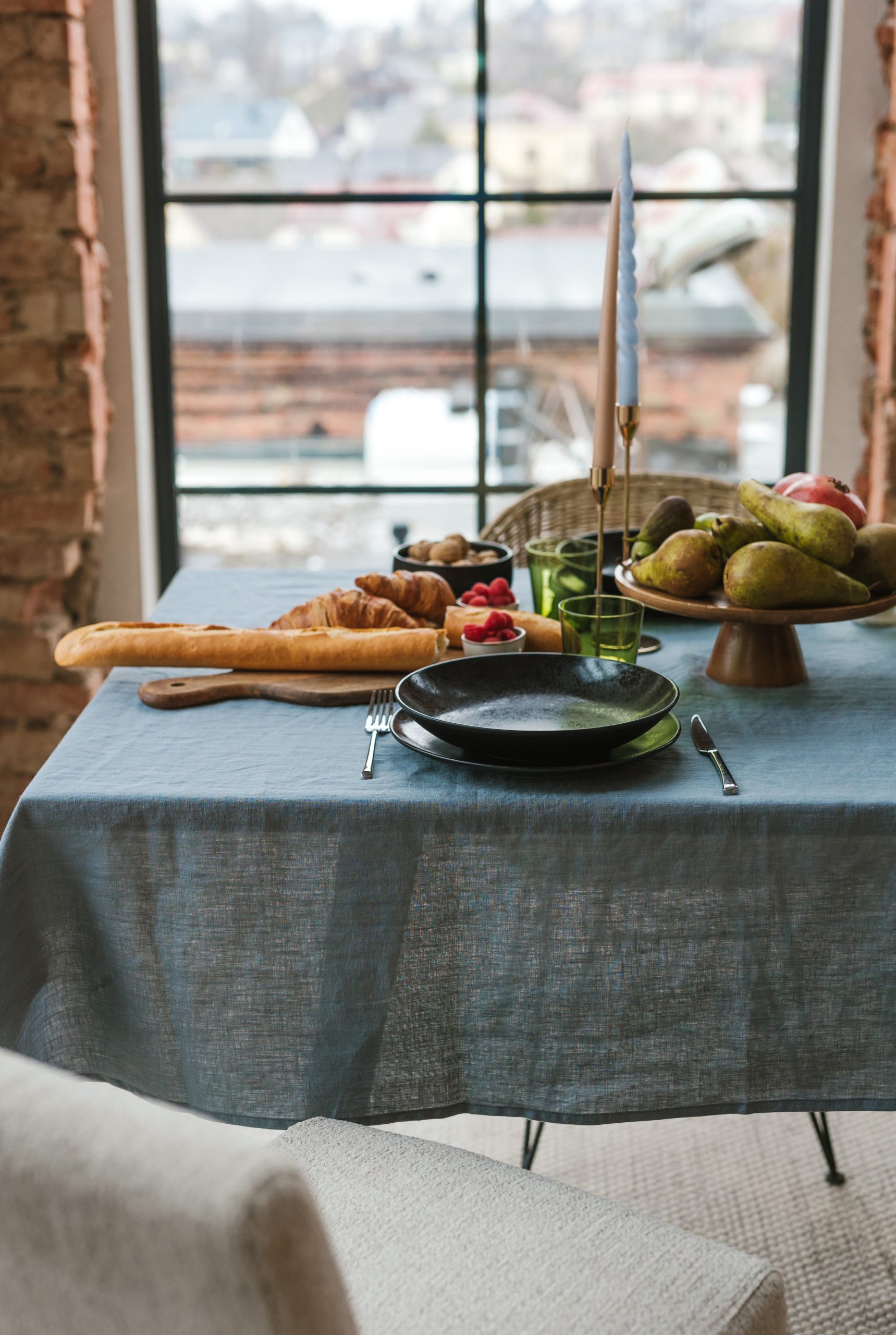 Linen products: dark Grey linen tablecloth