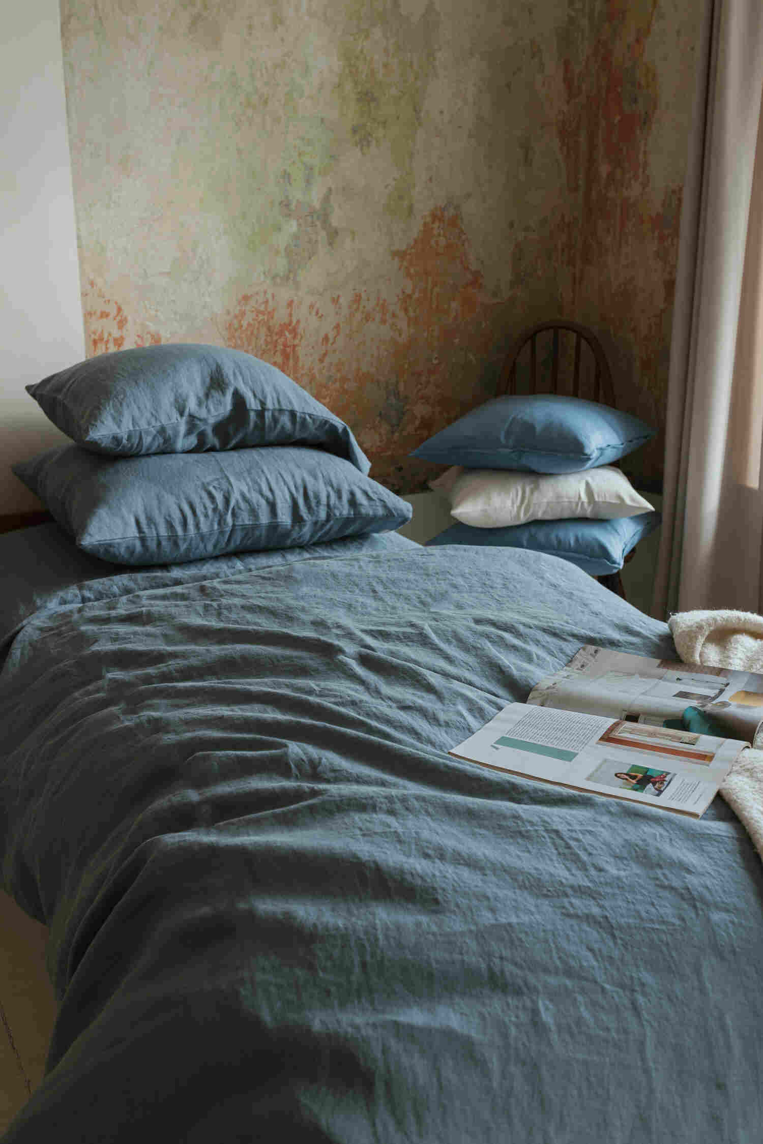 Dark Grey linen duvet cover set (2)