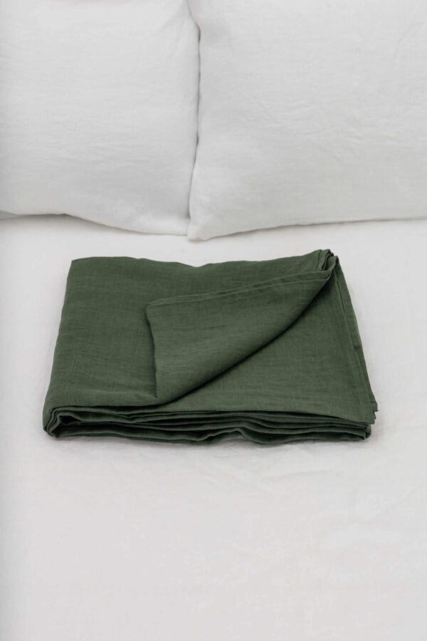 Forest Green linen flat sheet