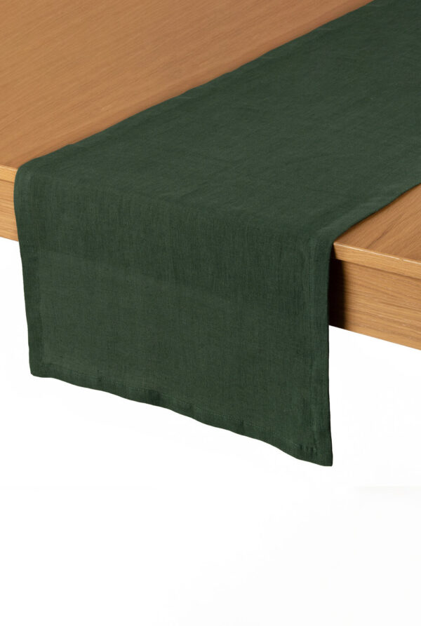 Forest Green linen table runner