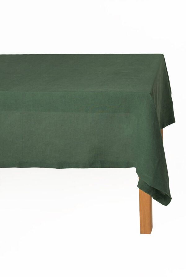 Forest Green linen tablecloth