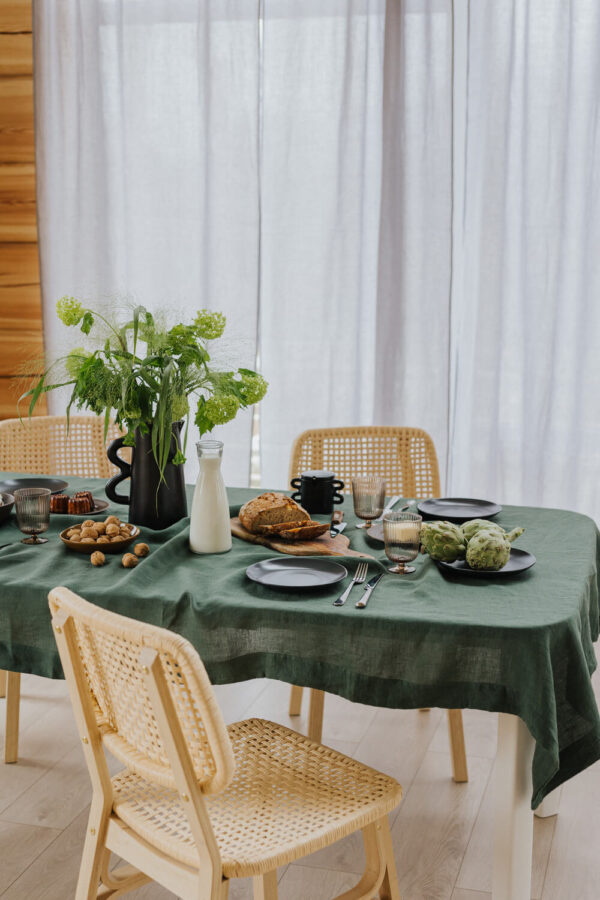 Forest Green linen tablecloth (2)