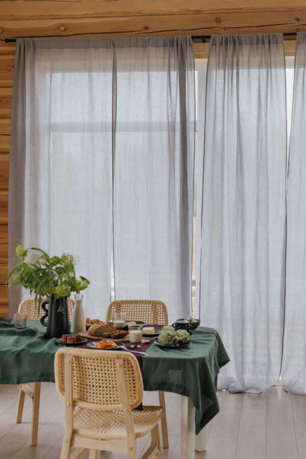 Light Grey Daytime Tunnel Top or Tie Top Curtain (3)