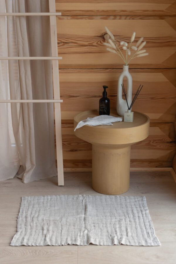 Linen waffle bath mat in Beige (2)