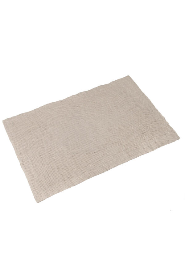 Linen waffle bath mat in Beige