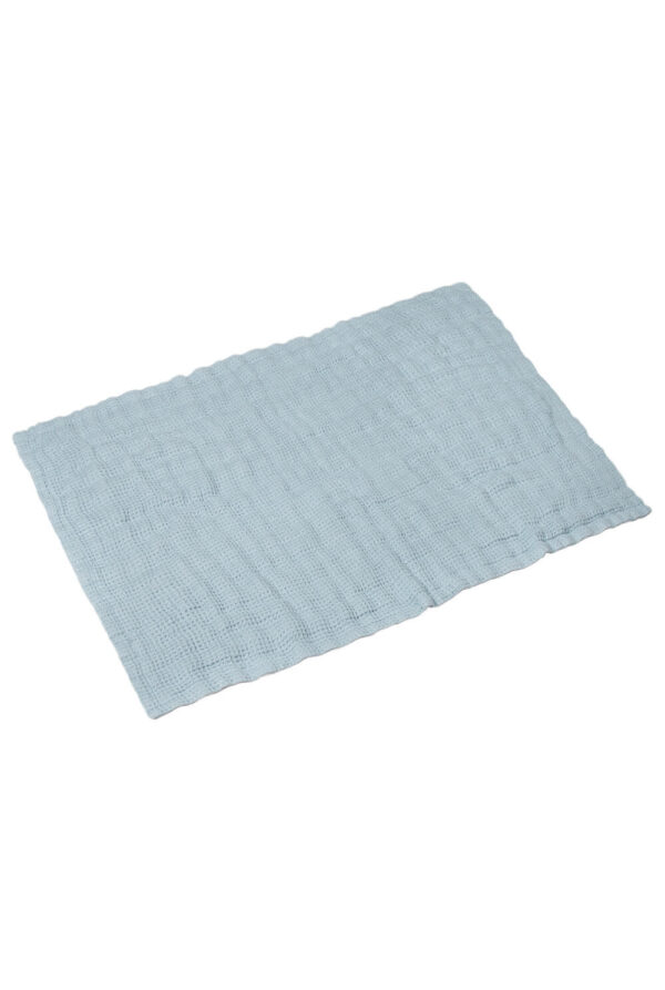 Linen waffle bath mat in Sky Blue