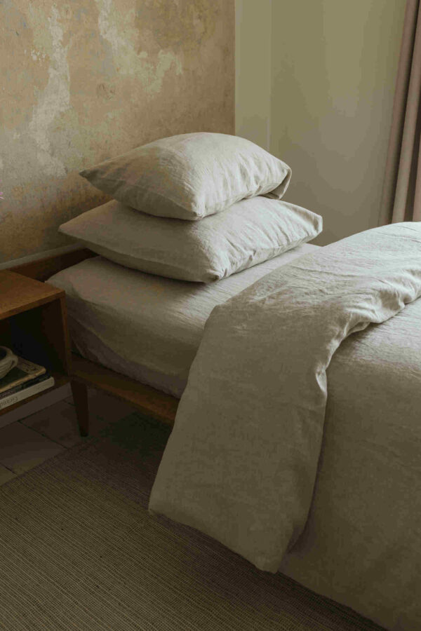 Natural Melange linen fitted sheet (4)