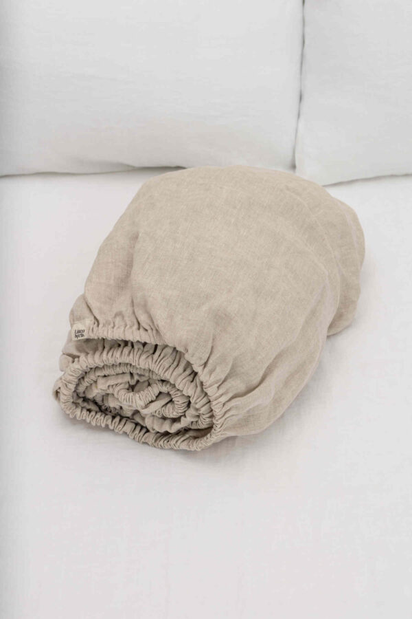 Natural Melange linen fitted sheet