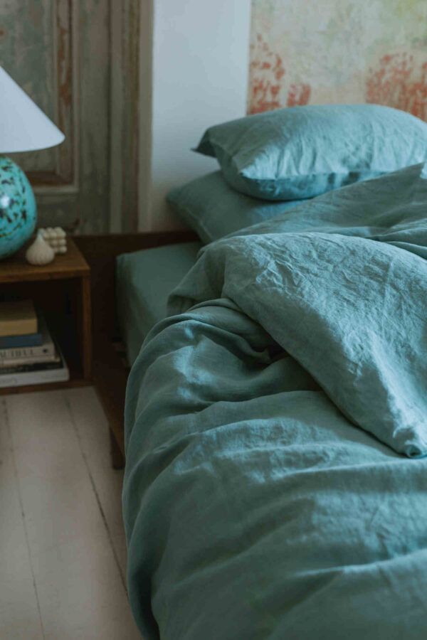 Ocean Mint linen duvet cover set (3)