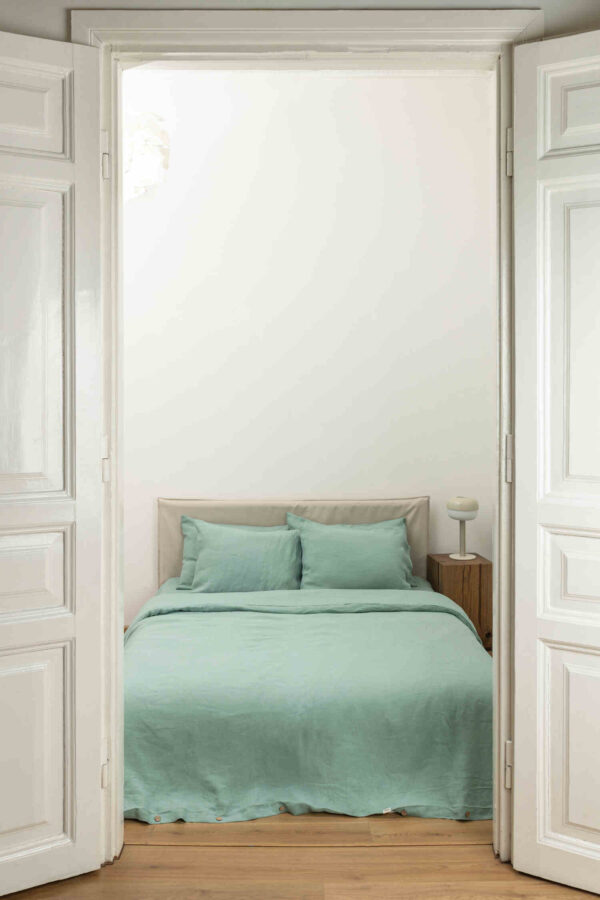 Ocean Mint linen duvet cover set