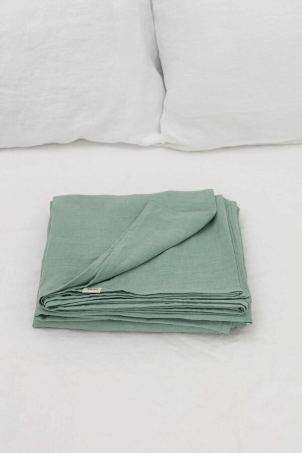 Ocean Mint linen flat sheet