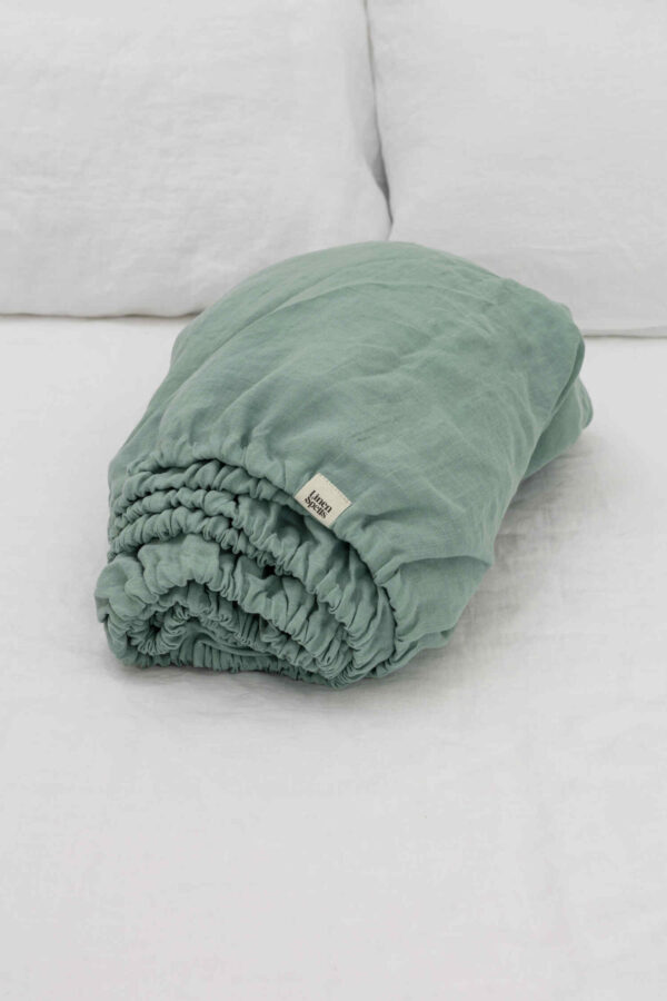 Ocean mint linen fitted sheet