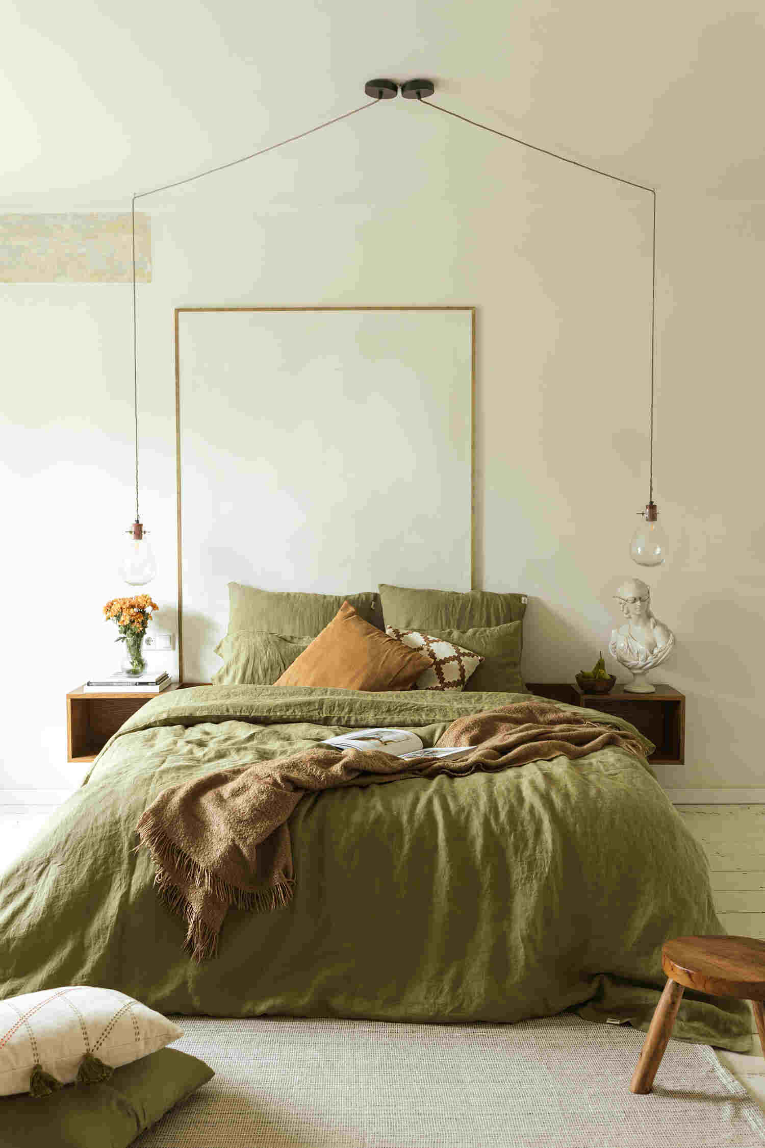 Olive Green linen duvet cover set (2)