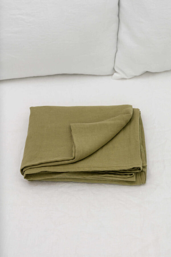 Olive Green linen flat sheet