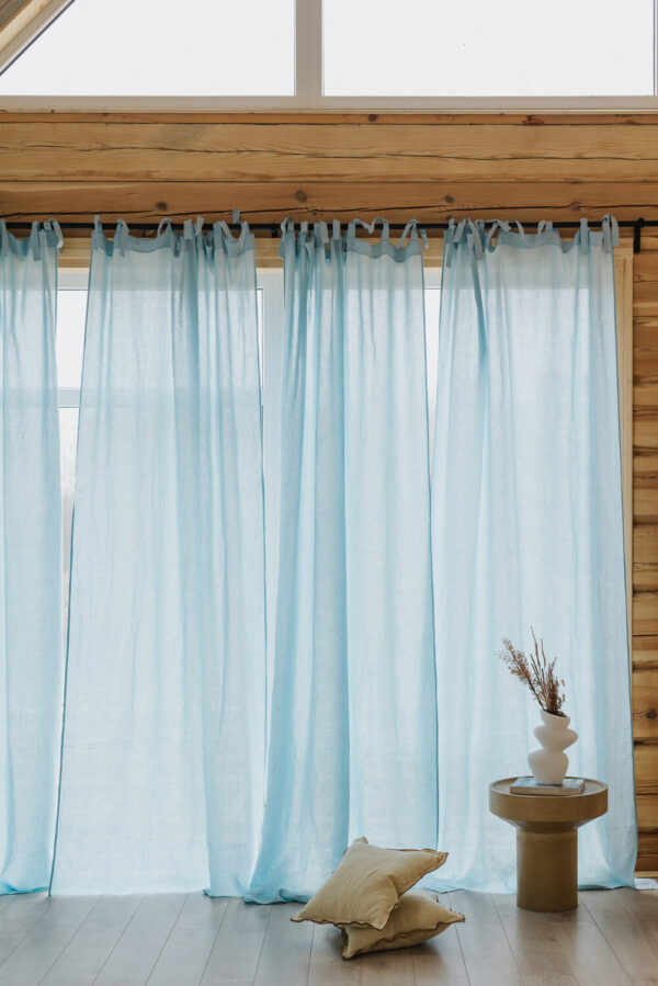 Sky Blue Daytime Tunnel Top or Tie Top Curtain