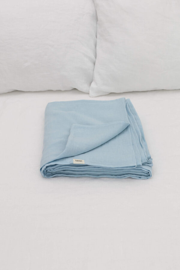 Sky Blue linen flat sheet