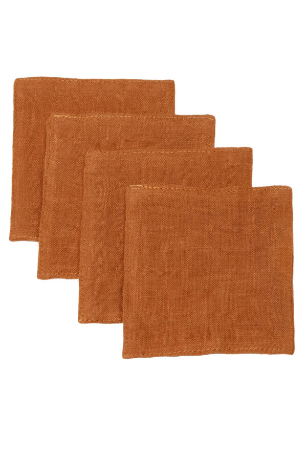 Cinnamon linen coaster set