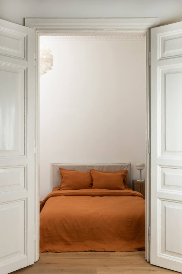 Cinnamon linen duvet cover set