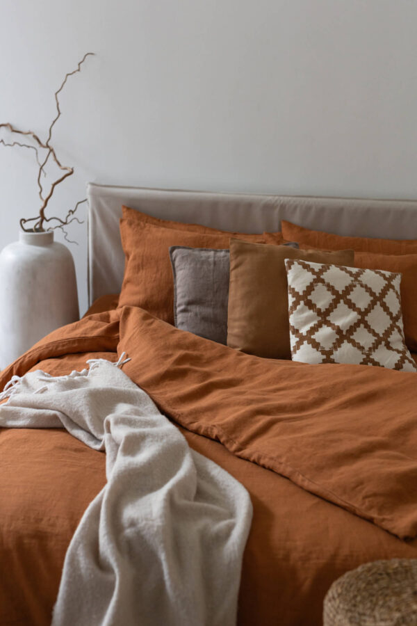 Cinnamon linen duvet cover set