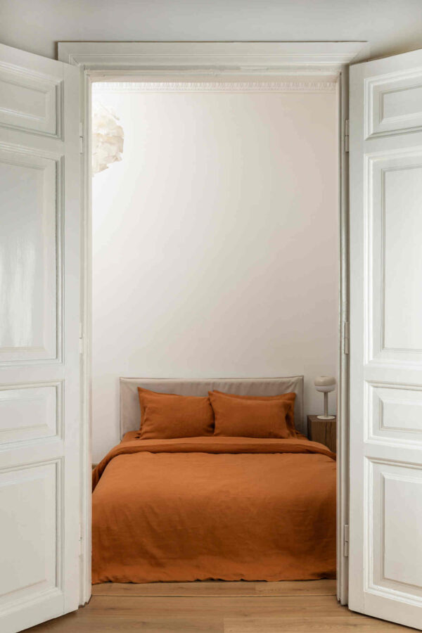 Cinnamon linen duvet cover set