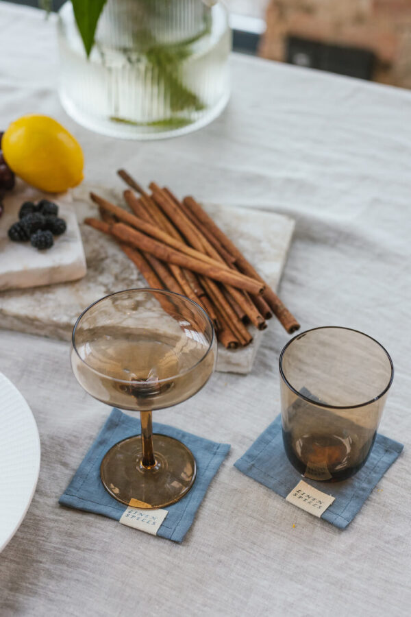 Dark Grey linen coaster set (3)