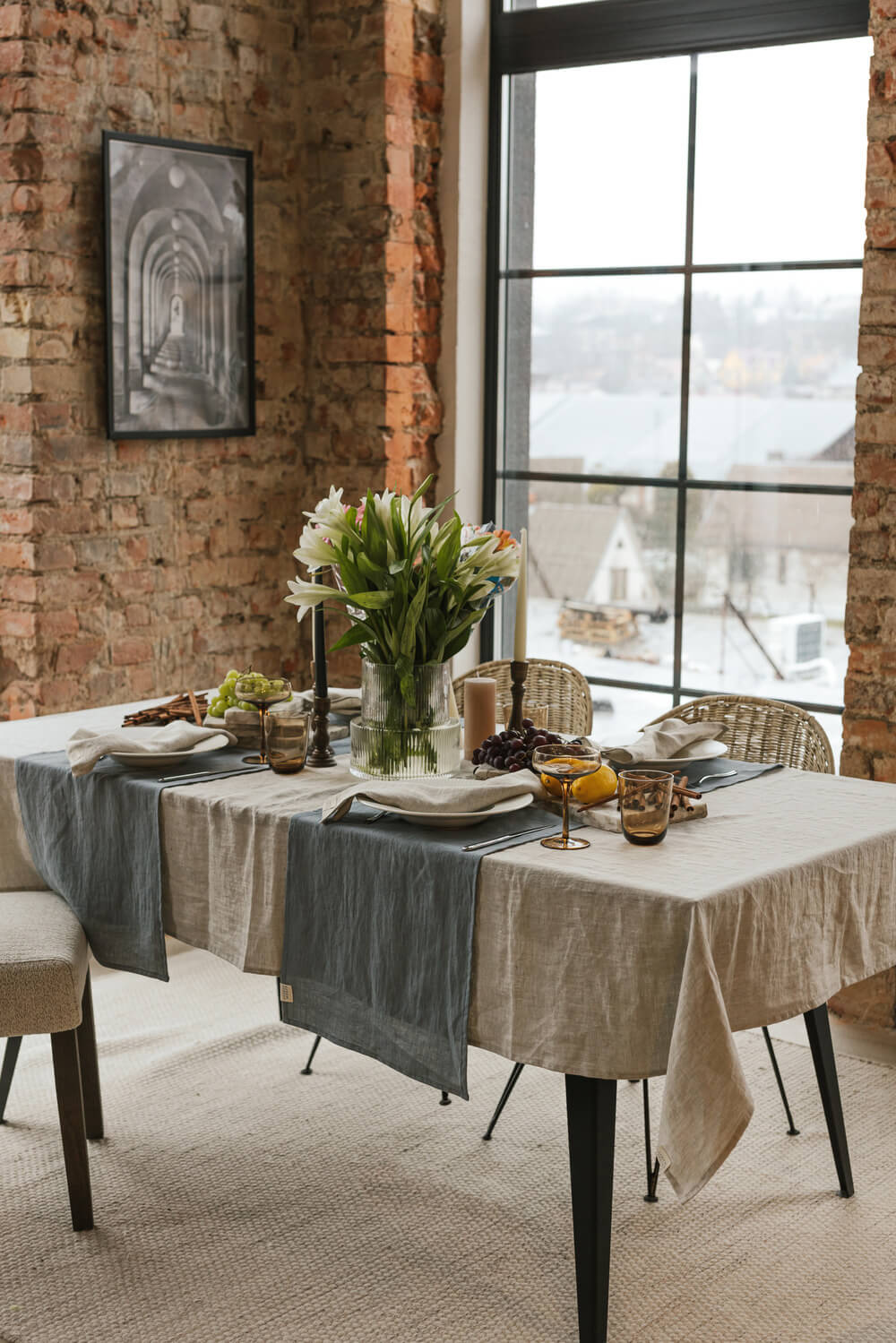 Dark Grey linen table runner (2)