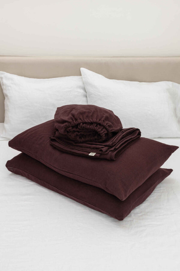 Deep Purple linen sheet set