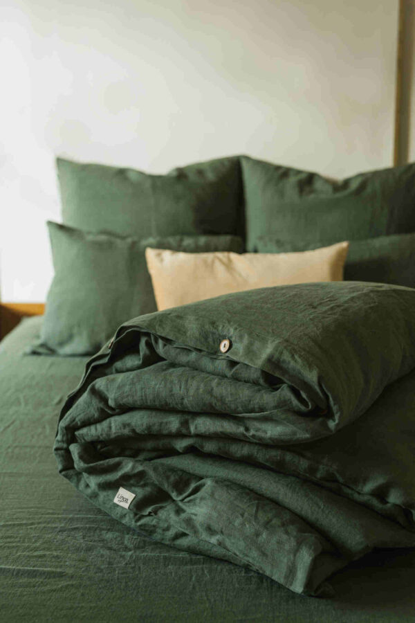 Forest Green linen duvet cover (3)