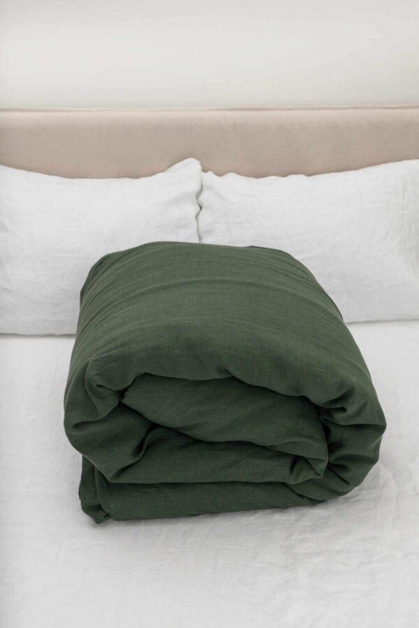 Forest Green linen duvet cover