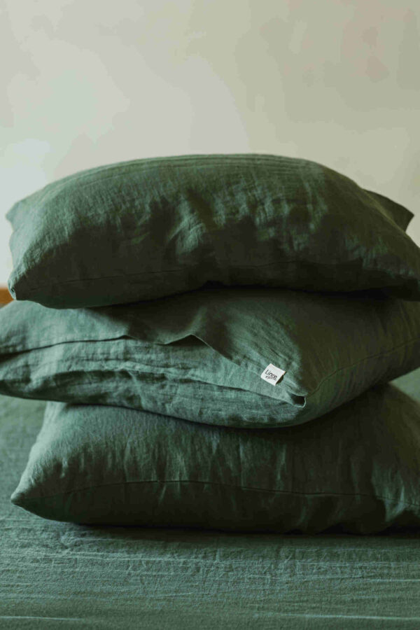 Forest Green linen pillowcase (2)