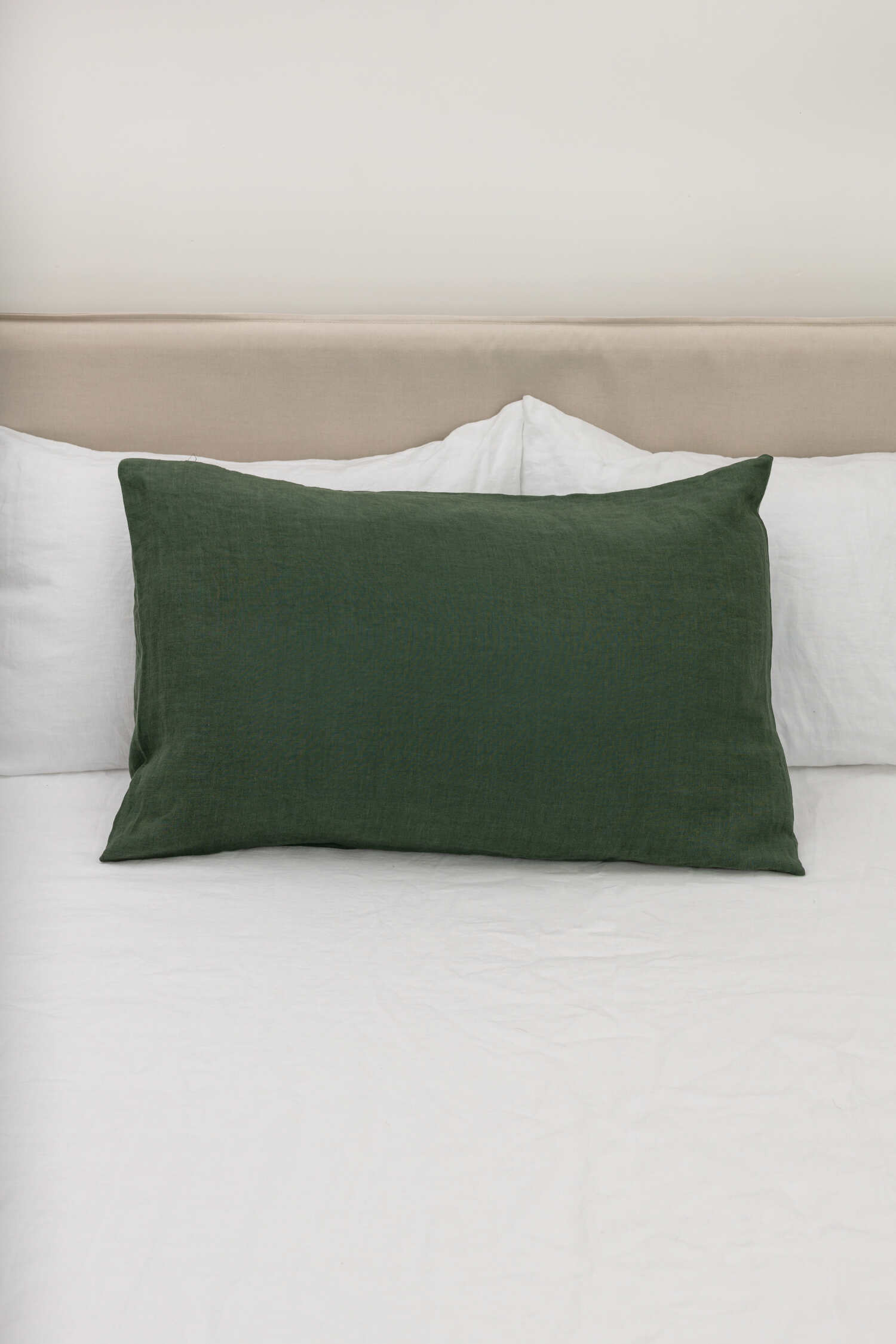 Forest Green linen pillowcase