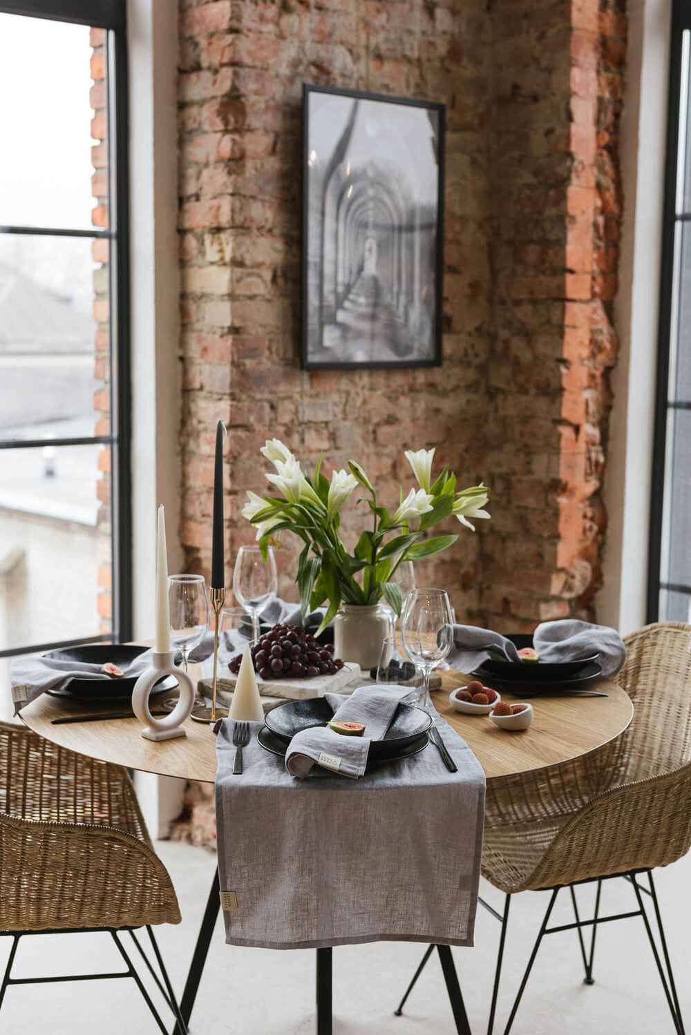 Light Grey linen table runner (2)