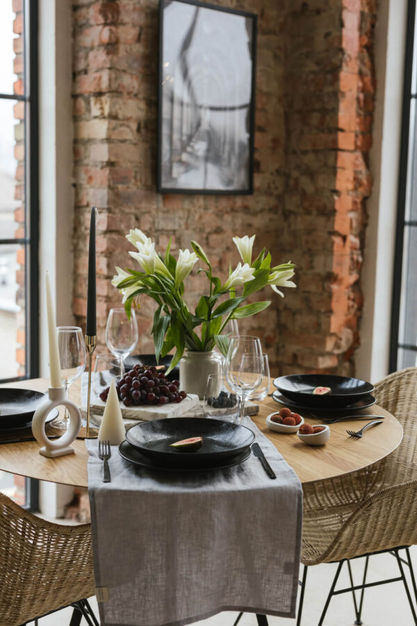 Light Grey linen table runner (3)