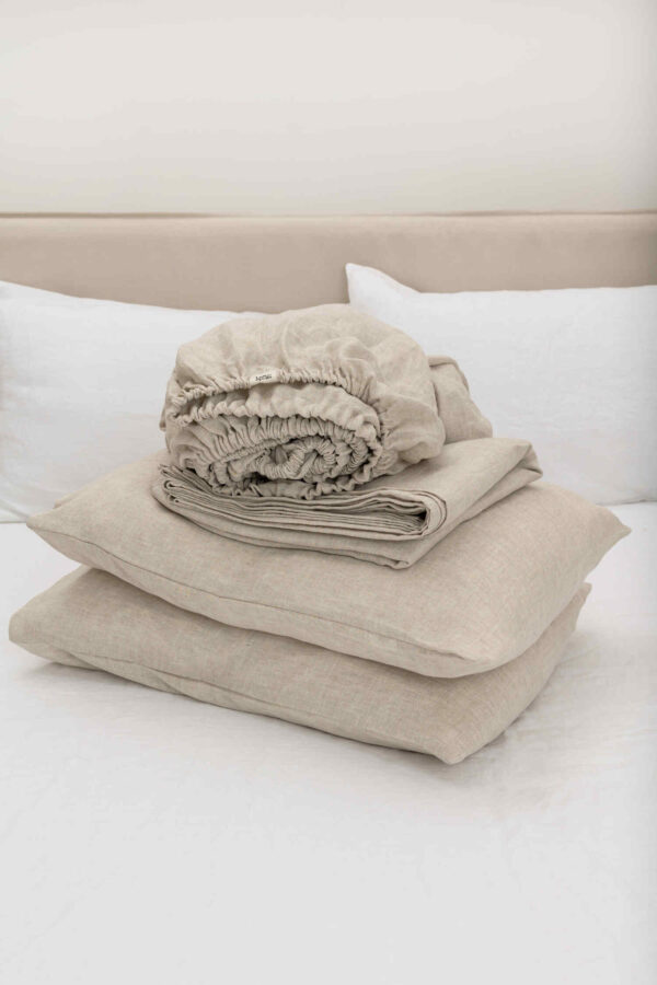 Natural Melange linen sheet set