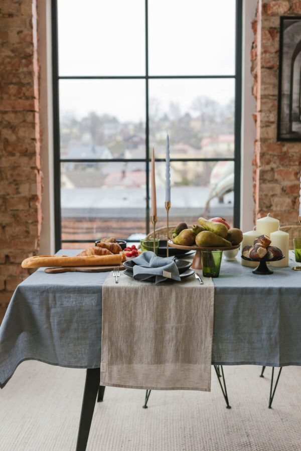 Natural Melange linen table runner (2)