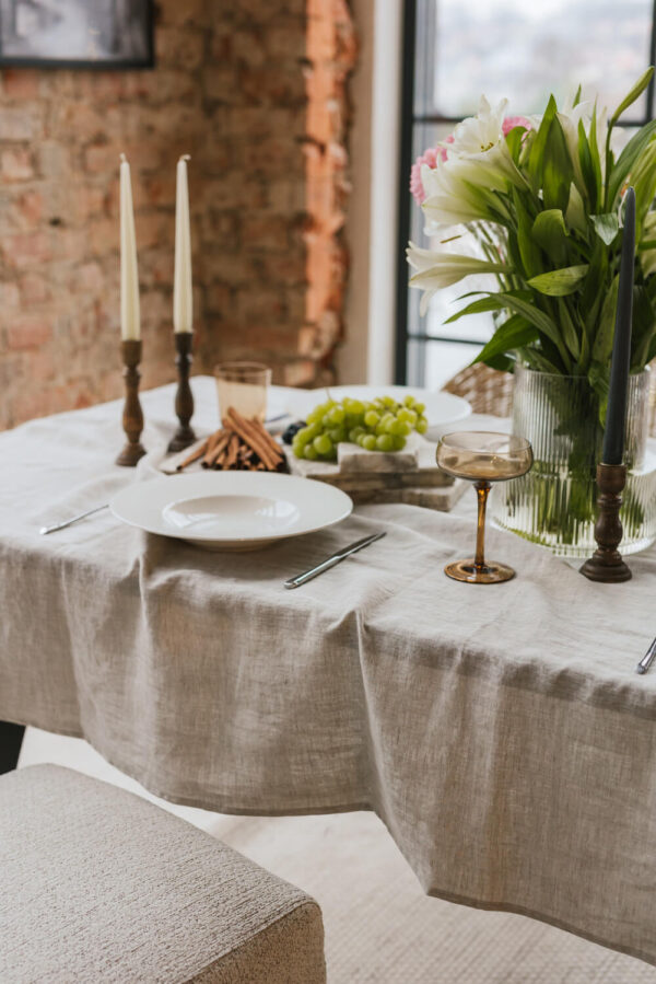 Natural Melange linen tablecloth (2)