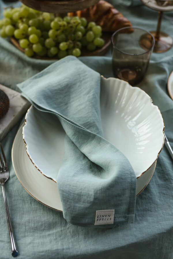 Ocean Mint linen napkin set of 4 (2)