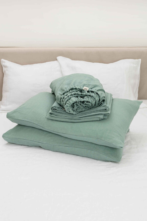 Ocean Mint linen sheet set