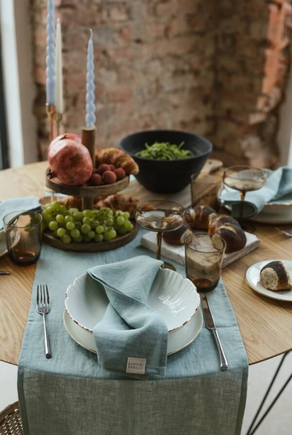 Ocean Mint linen table runner (2)