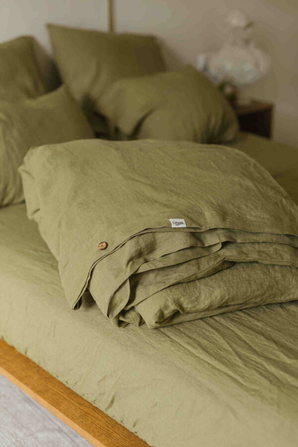 Olive Green linen duvet cover (3)