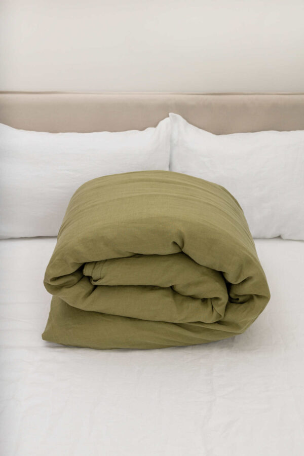 Olive Green linen duvet cover