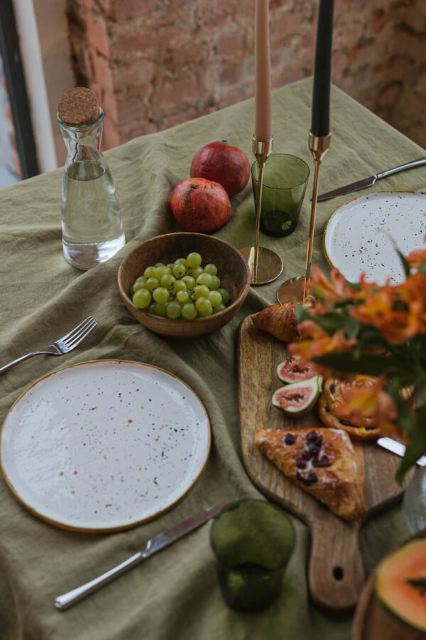 Olive Green linen tablecloth (3)