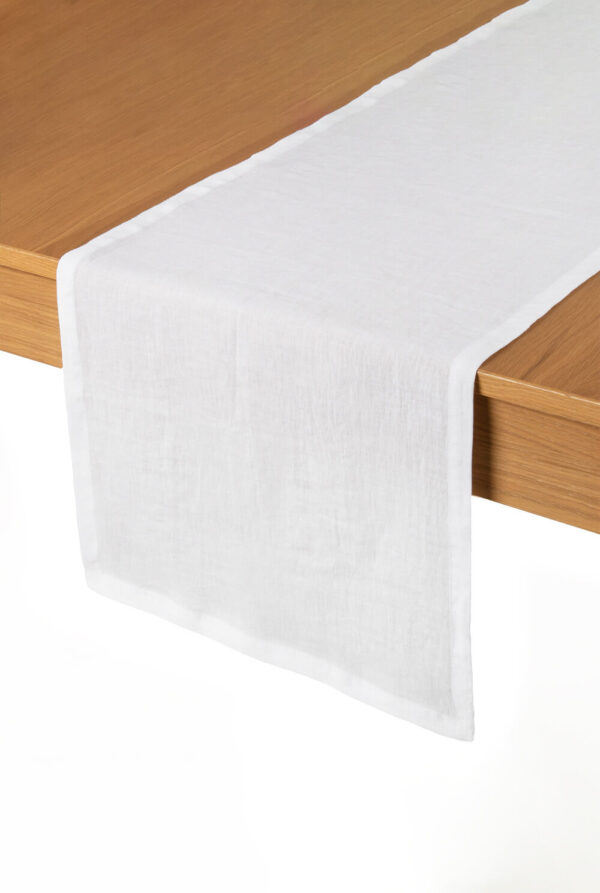 White linen table runner