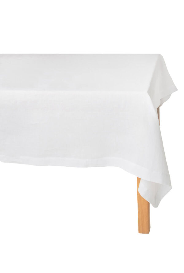 White linen tablecloth