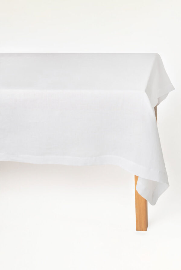 White linen tablecloth