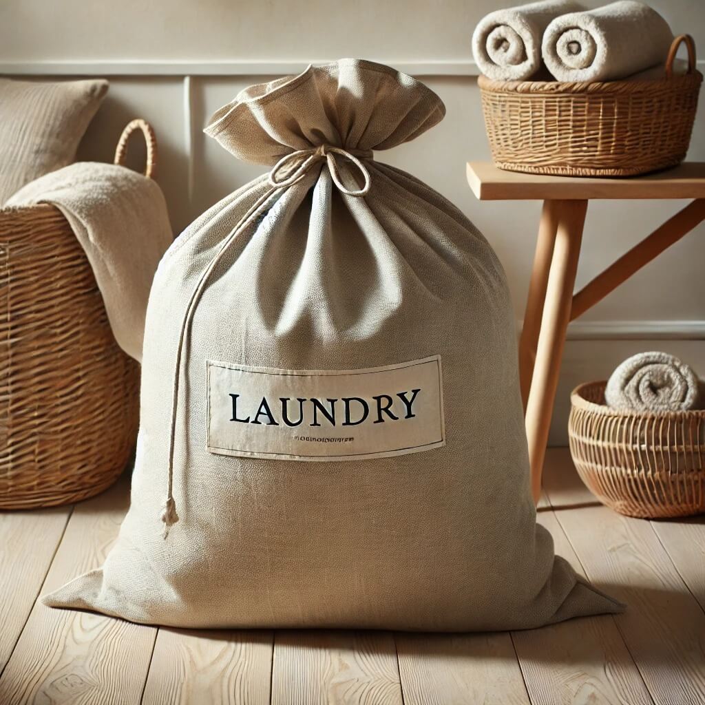 Linen laundry bag