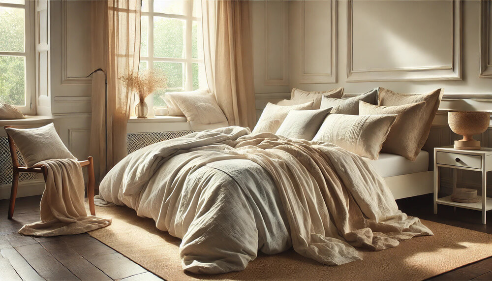 Natural Melange linen bed set